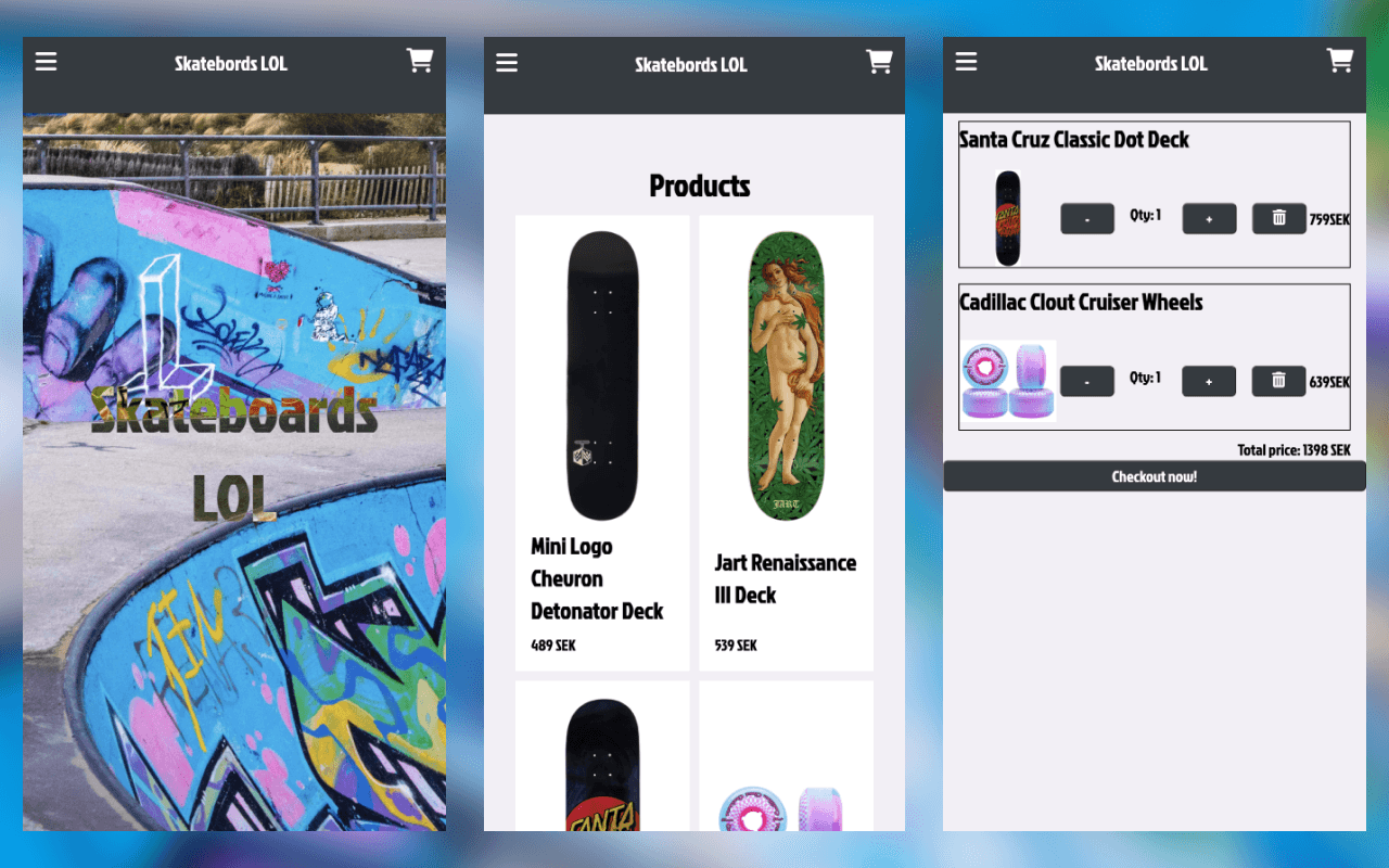 A screenshot of Skateboards LOL